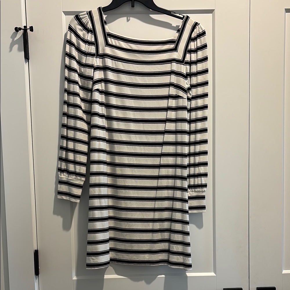 LOFT Black and White Striped Dress